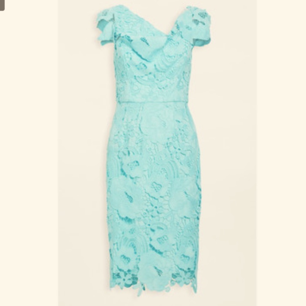 Black Halo JACKIE O SHEATH DRESS BOTANIC AQUA size 10 NWT